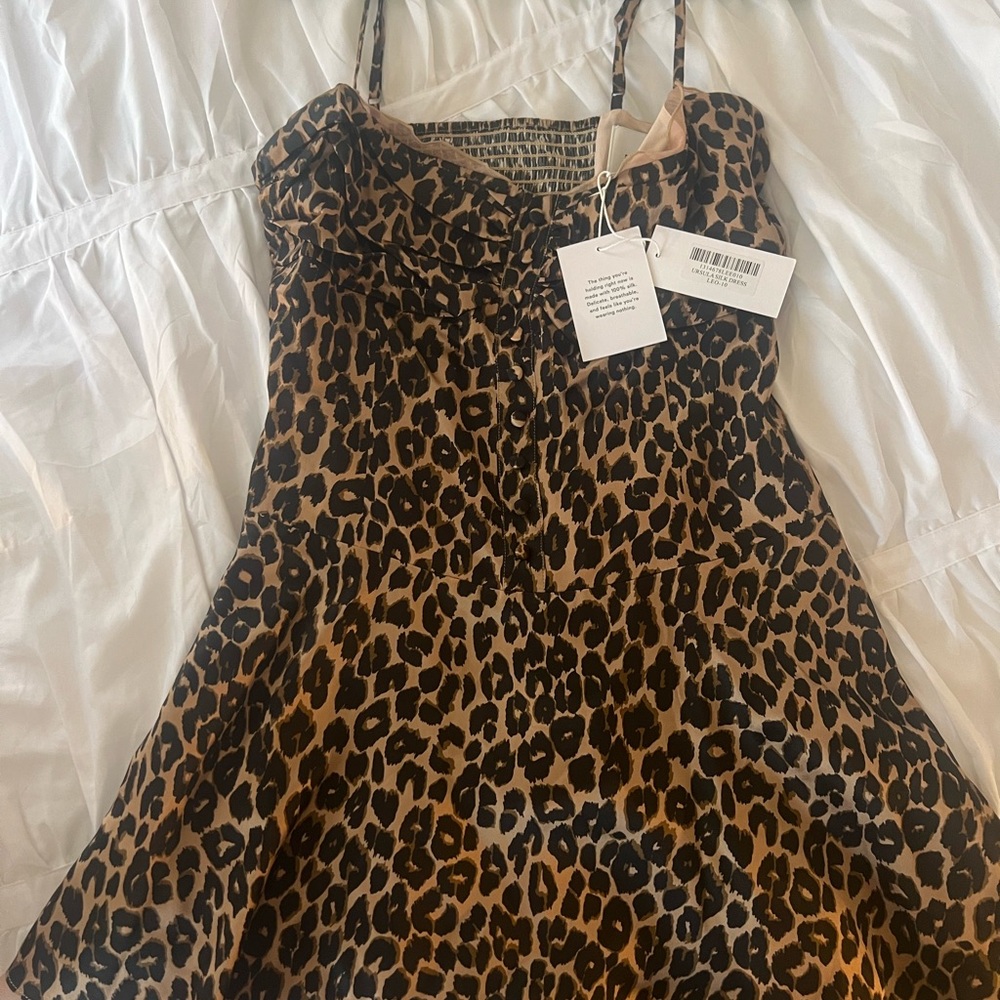 NWT Reformation Leopard Print Mini Dress - Picture 2 of 4